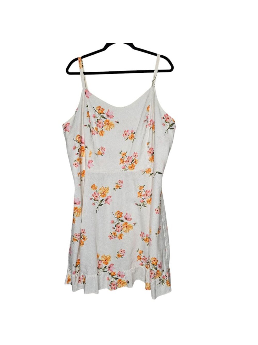 Old Navy XXL Cream Cami Sun Dress Linen Blend Cottagecore Mini Smocked